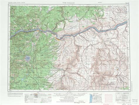 The Dalles topographic map, OR, WA - USGS Topo 1:250,000 scale