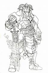 Orc Half Coloring Barbarian Dnd Adult Sketches Concept Character Sheets sketch template