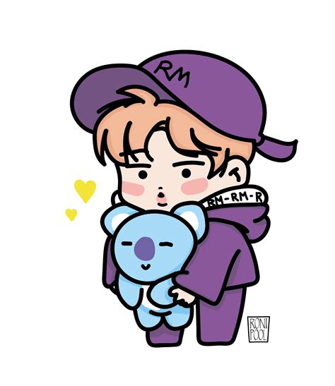 Bts Fanart Rm Namjoon And Koya Bt21 Drawing Bts Fanart Chibi Bts School