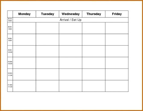 Mon Thru Friday Weekly Blank Calendar Example Calendar Printable