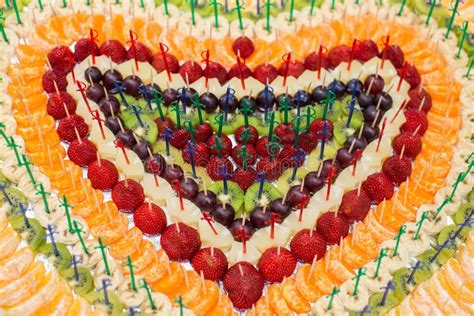 Beautifully Decorated Banquet Table With Fresh Fruit On Birthday