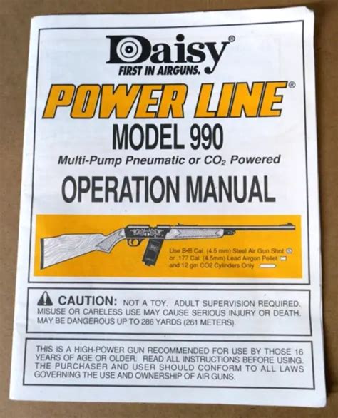 Vintage Daisy Powerline Model Bb Pellet Gun Instruction Owners