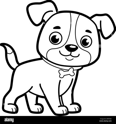 Coloring Book Or Page For Kids Dog Black And White Vector Illustration