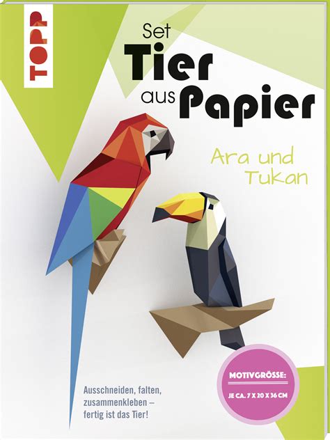 Hier findest du einfache faltanleitungen zum falten von origami tieren. Tier aus Papier (Bastel-Set) - Tukan & Ara - Origami ...