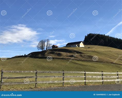 A House On The Hill Edge Of A Forest Einsiedeln Switzerland Stock Photo