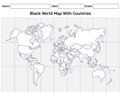 10 Best Printable Blank World Maps With Grid