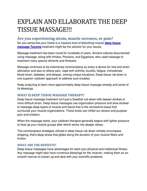 Ppt Explain And Ellaborate The Deep Tissue Massage Powerpoint Presentation Id11166304