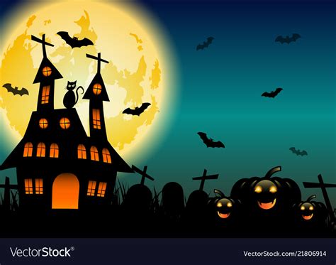 Spooky Halloween Background With Pumpkins Vector Image