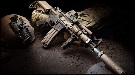 Hd Wallpaper Black Sub Machine Gun Military M4 Carbine Soldier Ar