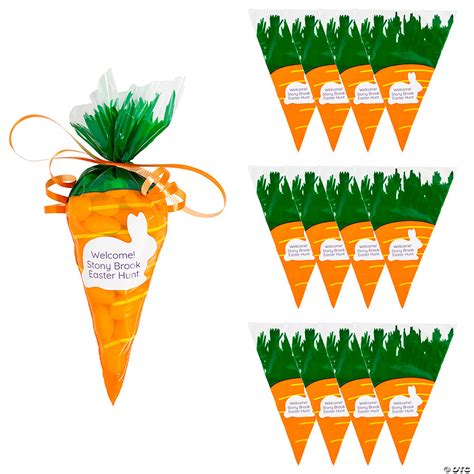Personalized Carrot Shaped Cellophane Treat Bags 12 Pc Oriental