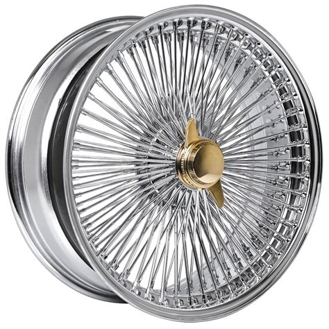 20x8 Wire Wheels Fwd 150 Spoke Straight Lace Chrome Center With Gold