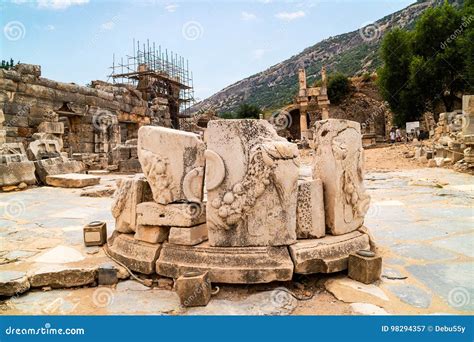 Roman Altar At The Ancient City Of Ephesus In Turkey Stock Image