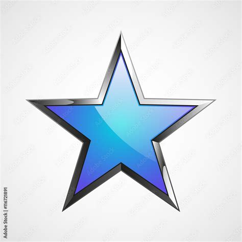Blue Star Logo With Metal Elements For Your Design Isolated On White