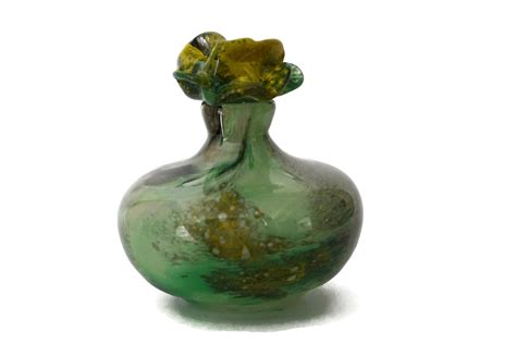 Murano Glass Perfume Bottle With Flower Stopper Venetian Studio Art