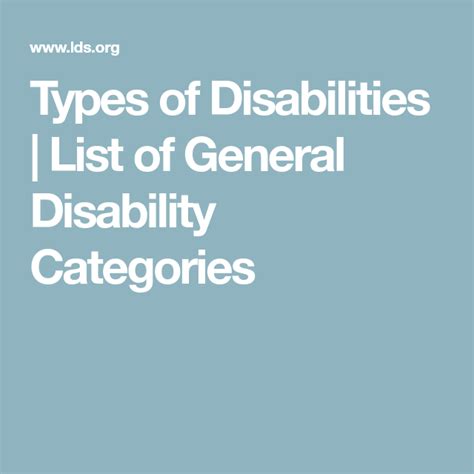 Types Of Disabilities List Of General Disability Categories Types