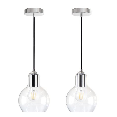 Buy Yolovi 2 Packs Glass Pendant Lights Mini Globe Modern Ceiling Lighting Fixtures With Clear