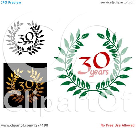 Clipart Of 30 Years Laurel Wreath Anniversary Designs 5 Royalty Free