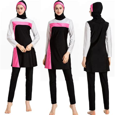 S 4xl Plus Size Muslim Swimwear Women Modest Full Cover Swimsuit Arab Islamic Hijab Islam