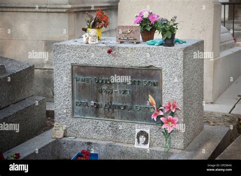 Jim Morrisons Grave At Pere Lachaise Cemetery Paris France Stock