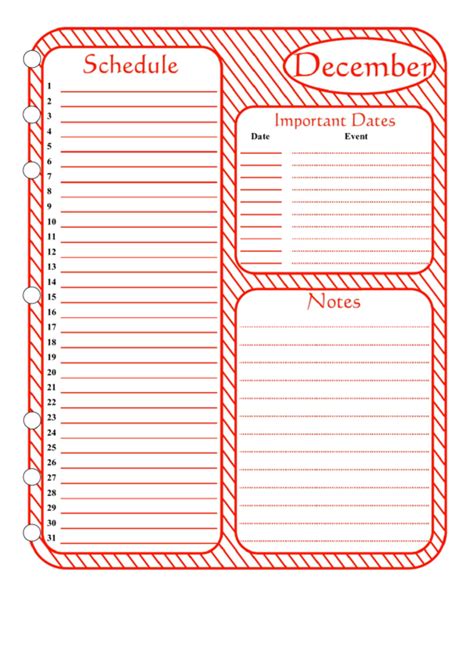 December Monthly Planner Template Printable Pdf Download