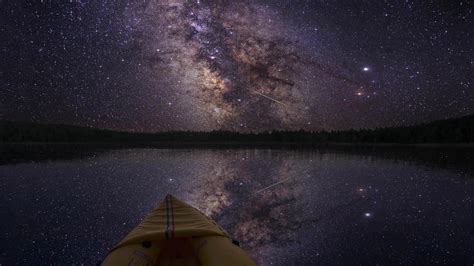 Free Download Boats Milky Way Lakes Night Sky Wallpaper