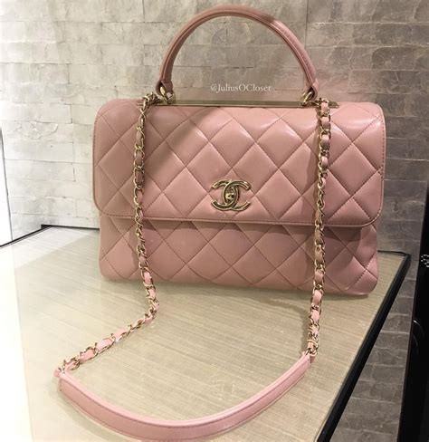 Chanel Trendy Cc Flap Bag With Top Handle Medium Size In Light Pink