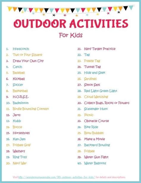 A List Of Over 30 Outdoor Activities For Kids That Will Keep Children