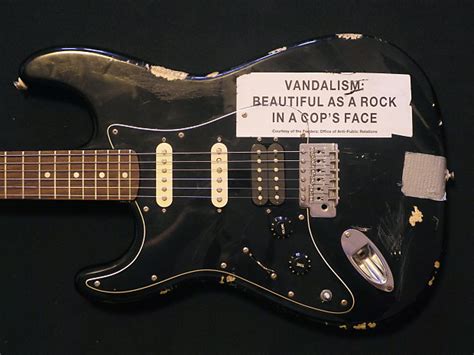 Kurt cobain's vandalism strat started it's life as a left handed, 1980's, black, japenese fender (mij) stratocaster with a rosewood fret board, bought with the money nirvana got in advance for the. 1981 Buroze Japan "Vandalism" Stratocaster Kurt | Reverb