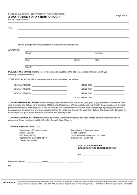 A pay or quit notice is a form used to demand the rent payment that is overdue and payable. Form RW11-11 Download Fillable PDF or Fill Online 3-day ...