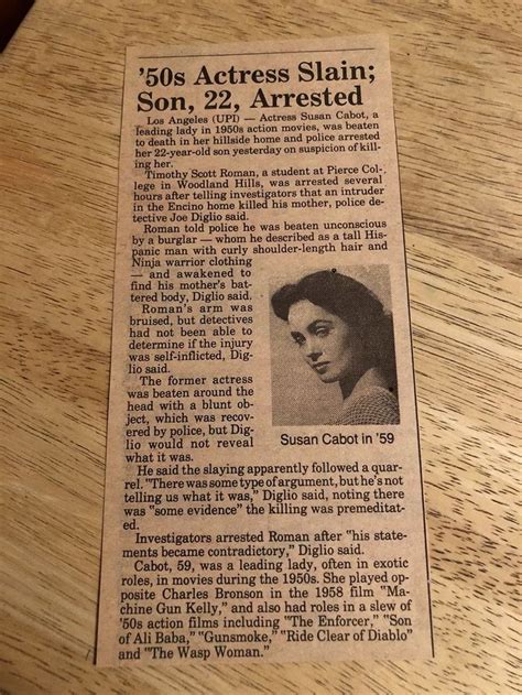 Obituary Susan Cabot 121286 Obituaries Daily News Newspaper