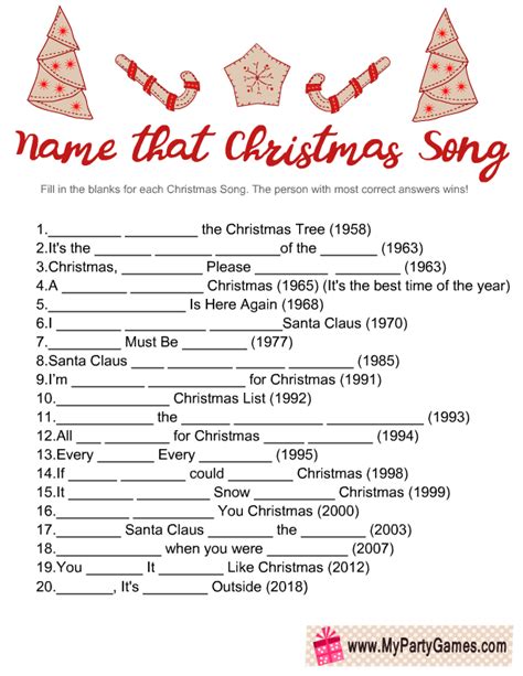 Free Printable Name That Song Christmas Game Christmas Love Songs Free