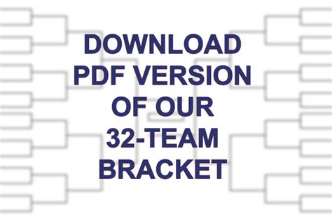 Printable 32 Team Bracket Single Elimination Tournament