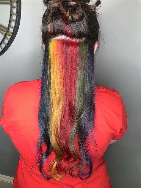 Short hair with peekaboo highlights is very trendy and will certainly make you look outstanding. Rainbow peek-a-boo hair | Hair styles, Hair, Beauty