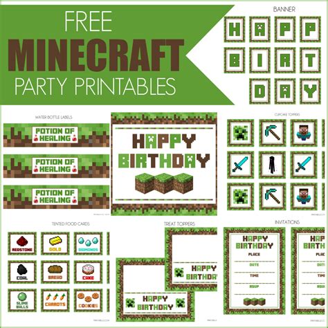 • 1x pdf with happy birthday letters • 1x pdf with all alphabet letters, plus punctuation mark (!) and blank banner to space out words. FREE Minecraft Printables | Catch My Party