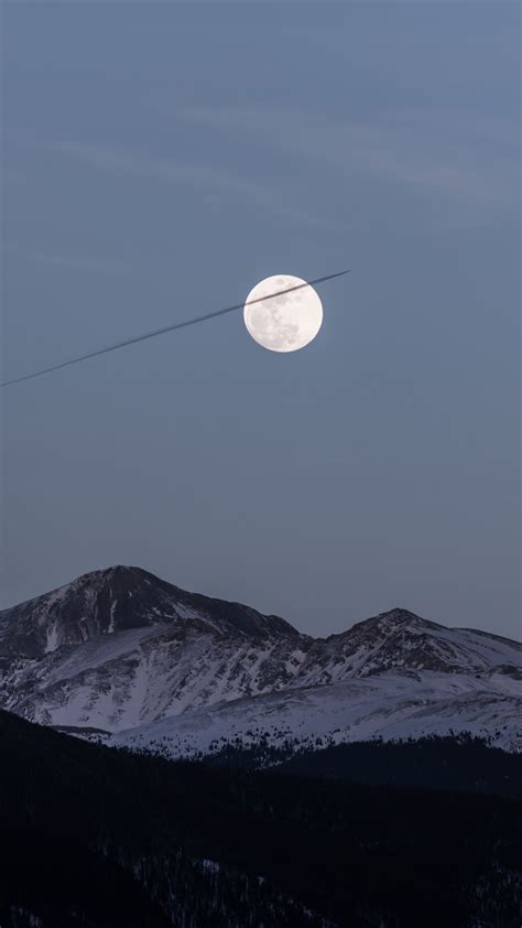 Moon Over Snowy Mountains Kf Wallpaper 2160x3840