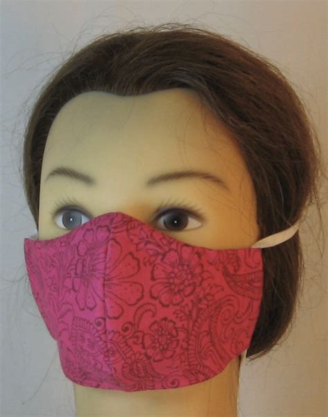 Face Mask Pink With Flower Paisley In Brown Front Creative Headwear
