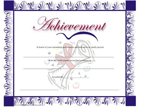 Blue Certificate Of Achievement Template Download Printable Pdf