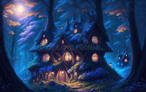 Cute Fantasy House Fairy Tale Little Cottage In Magical Forest By Ai