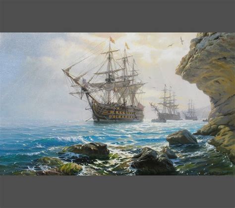 Ship Oil Painting By Alexander Shenderov Ocean Painting Sail Etsy Uk
