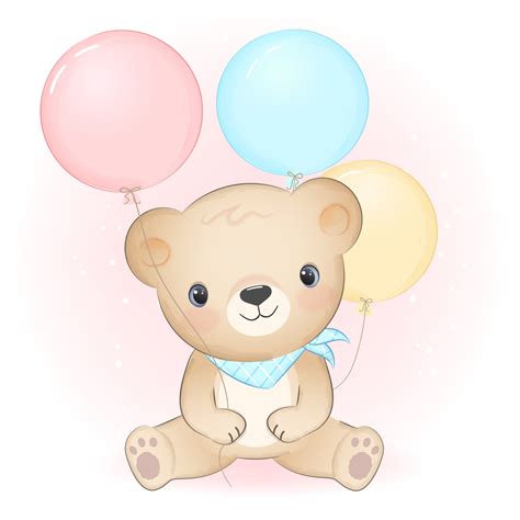 Cute Little Bear With Balloon 2276600 Vector Art At Vecteezy