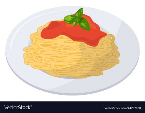 Pasta Dish Cartoon Icon Italian Food Plate Vector Image