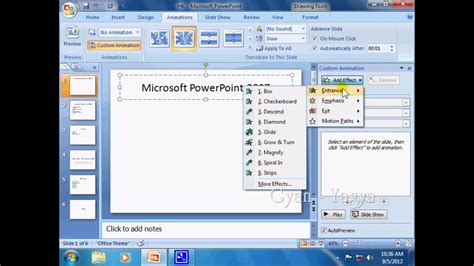 Ms Power Point 2007 Tutorial For Animation Tab How To Make Word