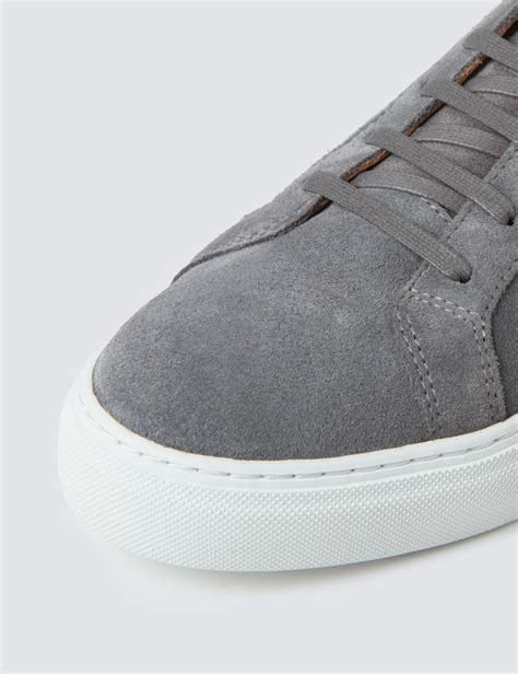 Suede And Leather Mens Trainers With Rubber Outsole In Grey Hawes
