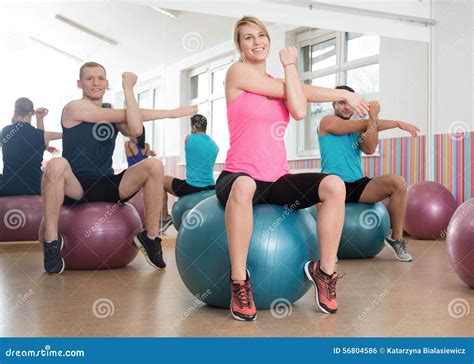 Workout With Fitness Balls Stock Photo Image Of Muscles
