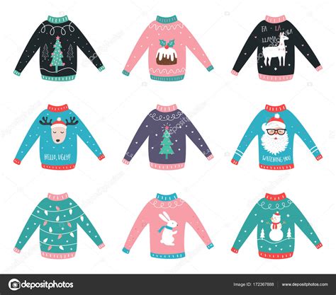 Ugly Sweaters Vector Set For Party Invitations And Awards ⬇ Vector