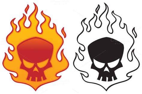Flaming Skull Graphic Poster Art Vector Illustration Illustration