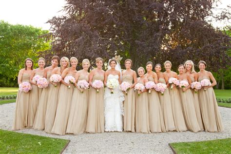 The neutrality of this bridesmaid dress produces a perfect blend with many types of color traditionally, white is the preferred color of many brides on their wedding day. Inspired by... Champagne Colored Bridesmaids Dresses