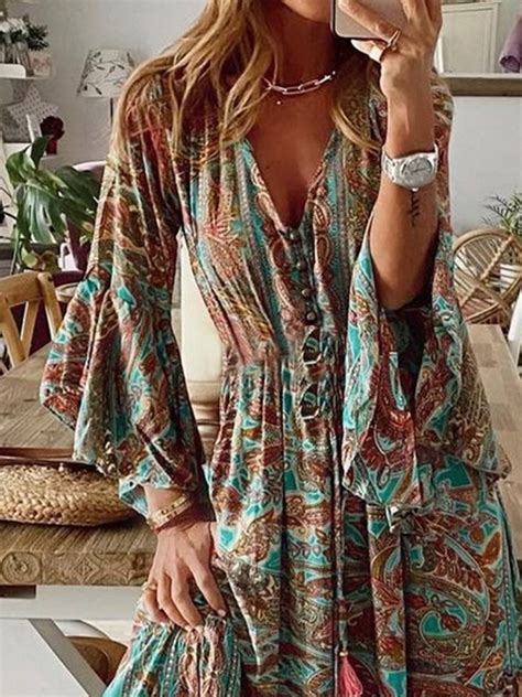 New Women Chic Plus Size Vintage Boho Hippie Shift Holiday Floral 34