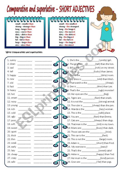 English Worksheets Comparatives And Superlatives Short Adjectives My Xxx Hot Girl