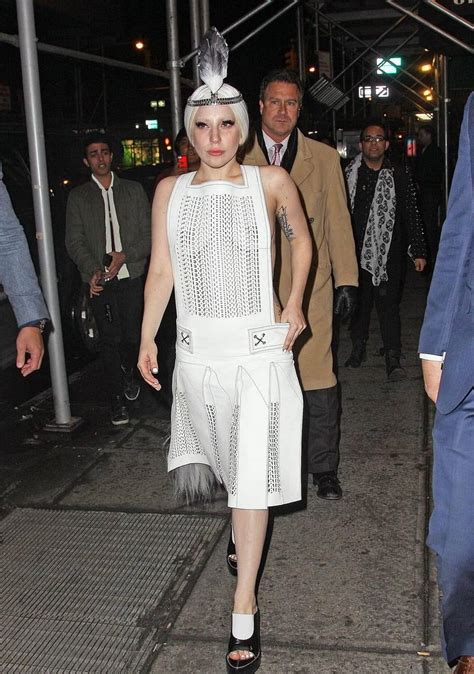 Lady Gaga Goes Braless In White Fishnet Dress In Ny 5